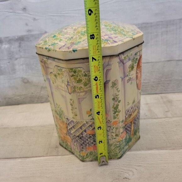 Vintage Sutter Home Winery Decorative Octagonal Tin Container 8" Tall Floral Gar - Picture 2 of 7